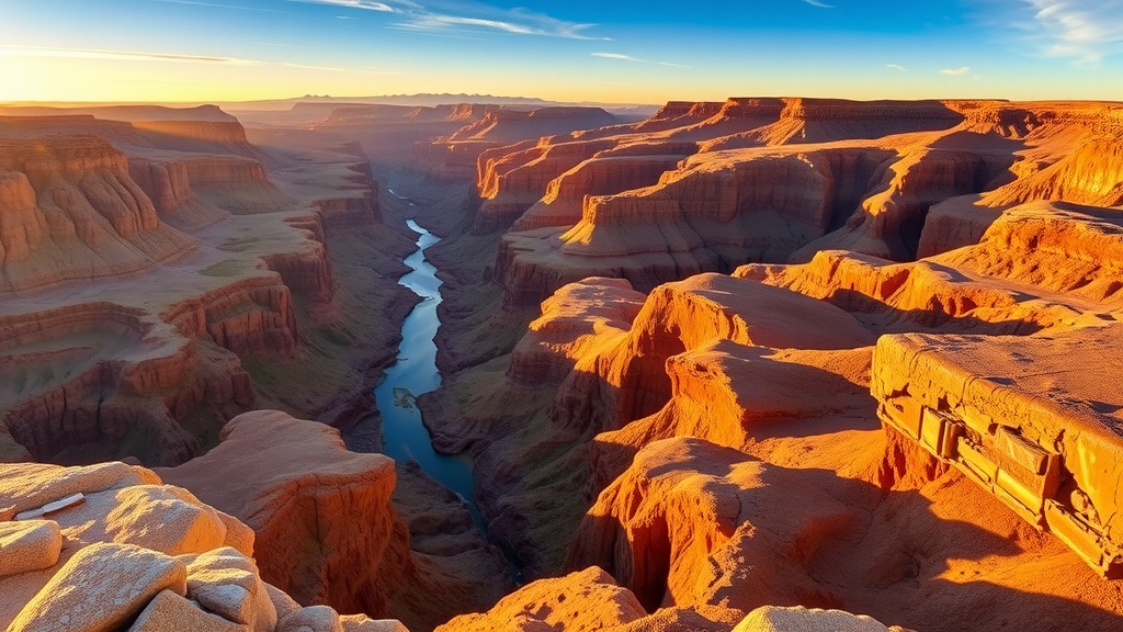 A breathtaking view of the Fish River Canyon in Namibia with colorful cliffs and a winding river.