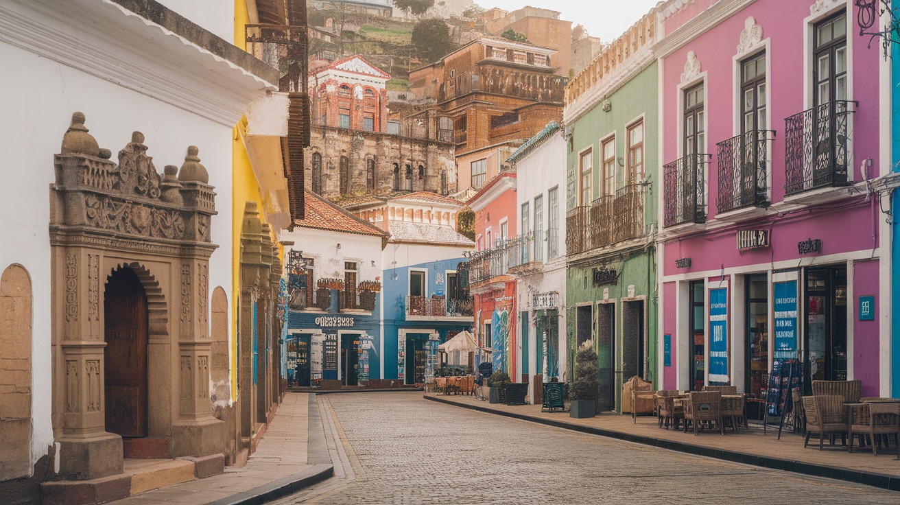 Historic Center of Olinda with colorful buildings and cobblestone streets.