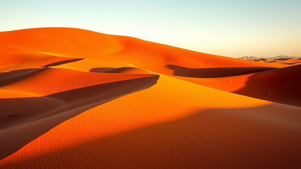 Stunning red dunes in the Namib Desert under a clear sky