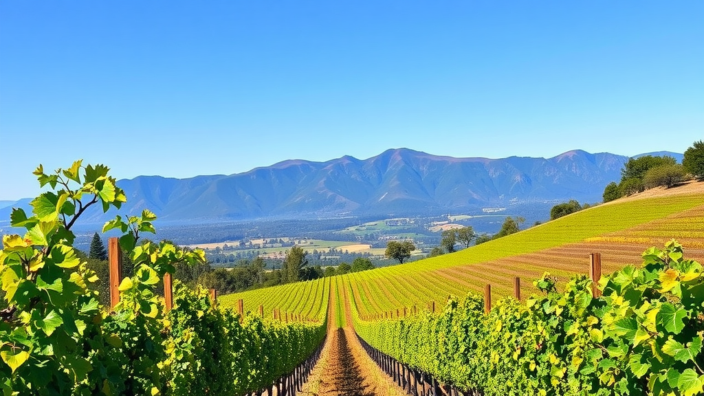 Vineyards in the Barossa Valley with mountains in the background