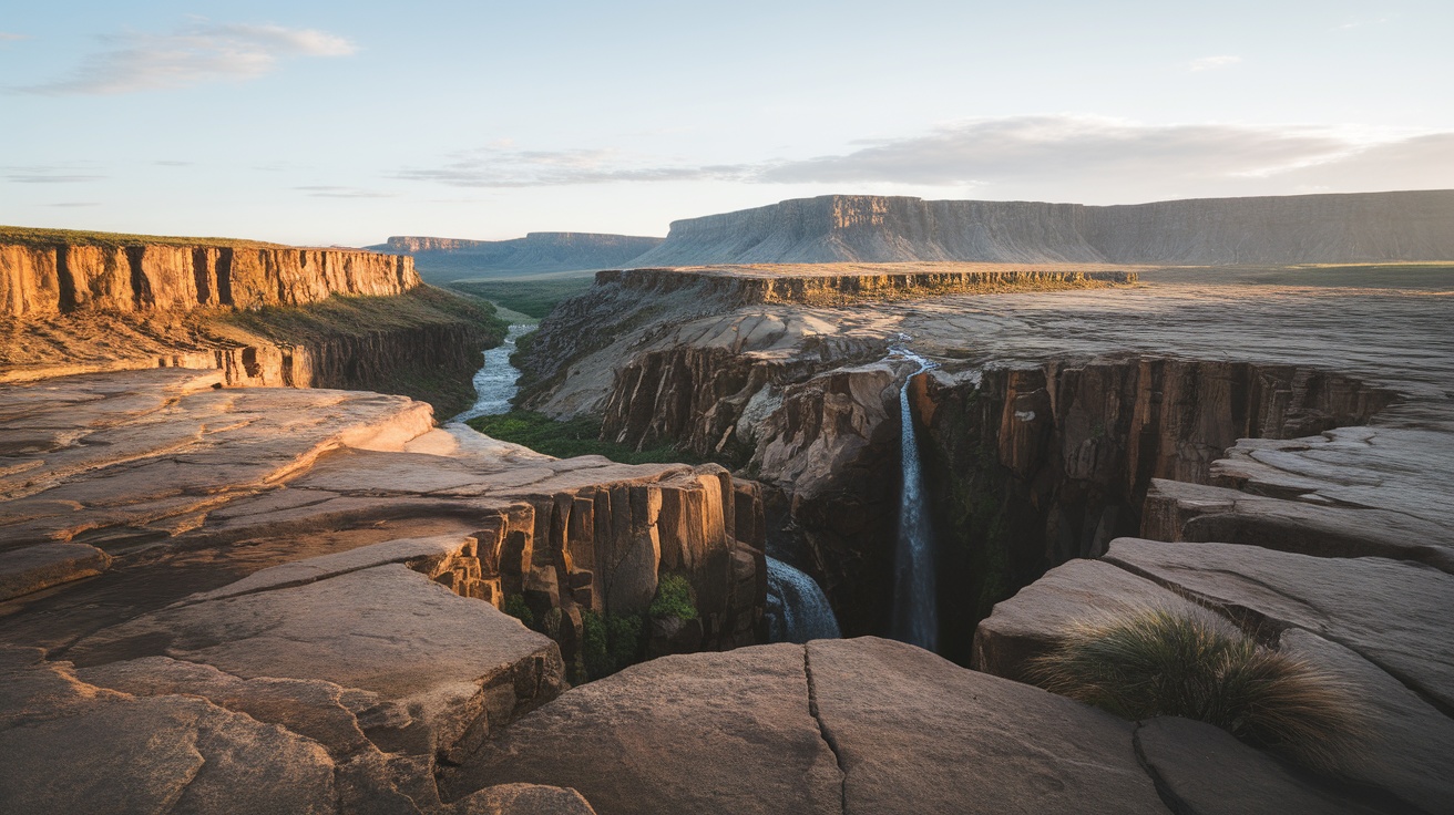 A breathtaking landscape of Chapada Diamantina with cliffs and a waterfall.