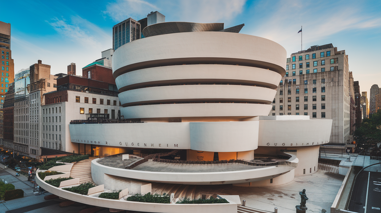 Exterior view of the Solomon R. Guggenheim Museum in New York City