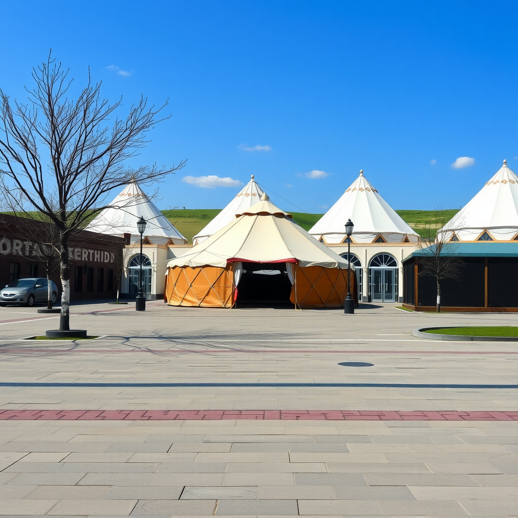 A view of traditional Mongolian yurts in Ulaanbaatar, Mongolia.