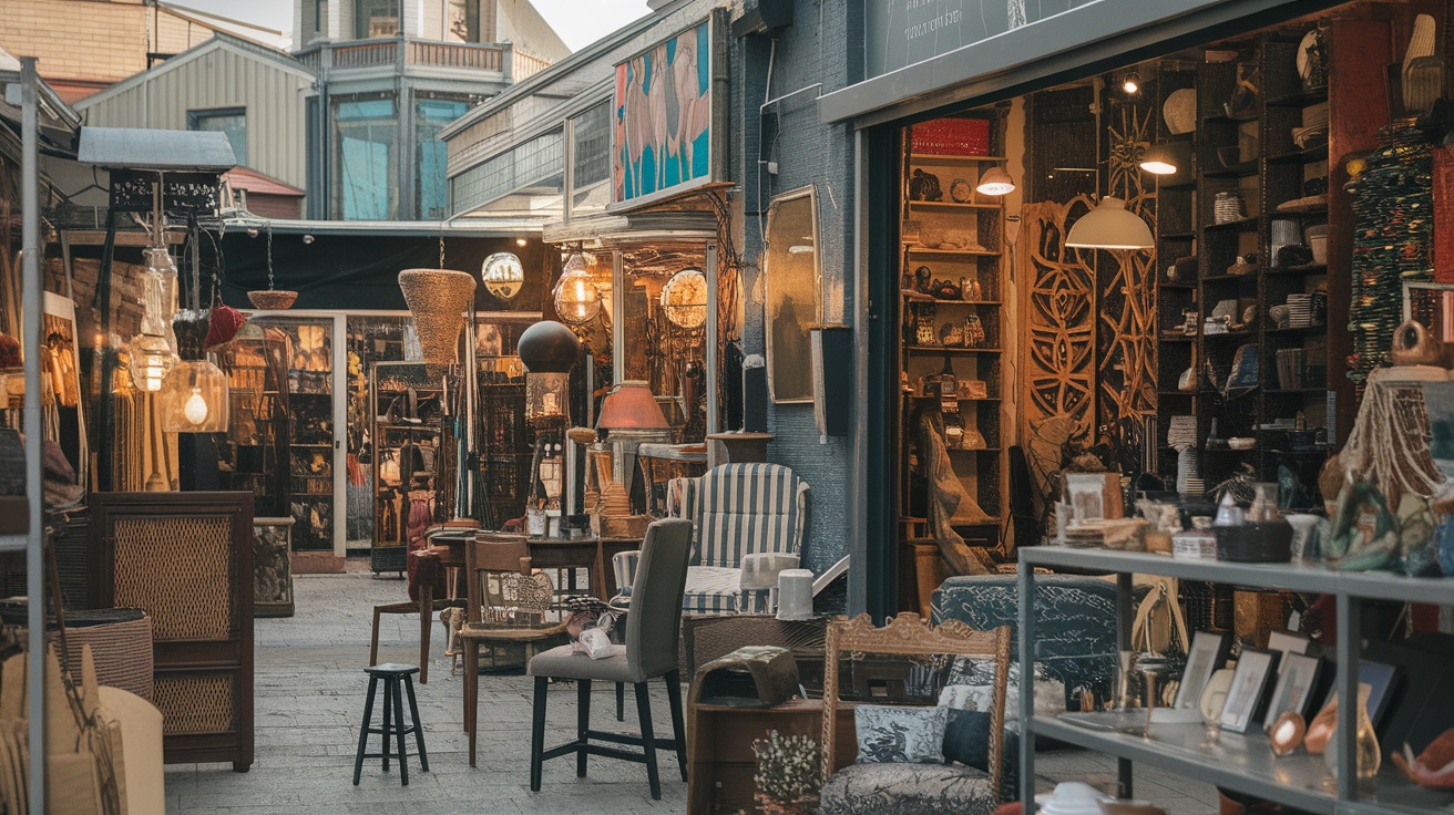 Colorful antique shops in the Antiques Quarter of Philadelphia