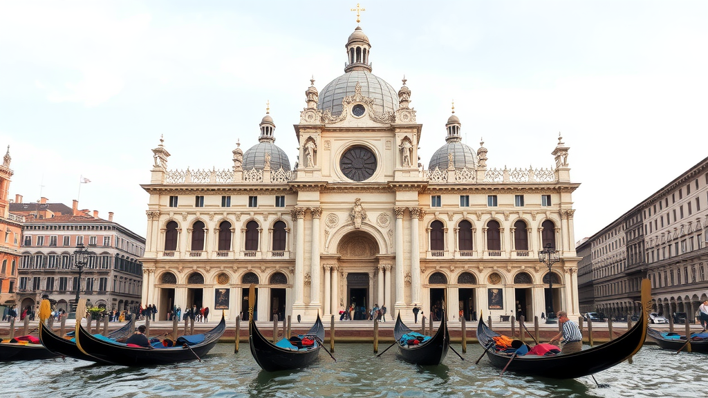 St. Mark's Basilica in Venice with gondolas in the foreground