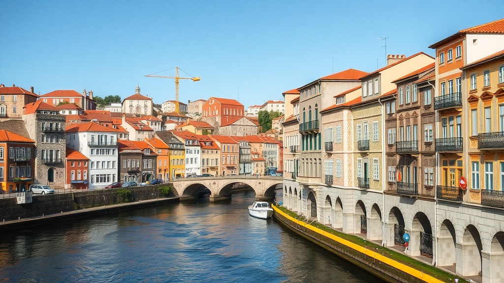 Colorful buildings along the river in Porto's Ribeira District.