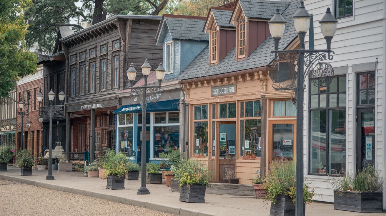 Historic buildings and storefronts in Laramie, Wyoming.