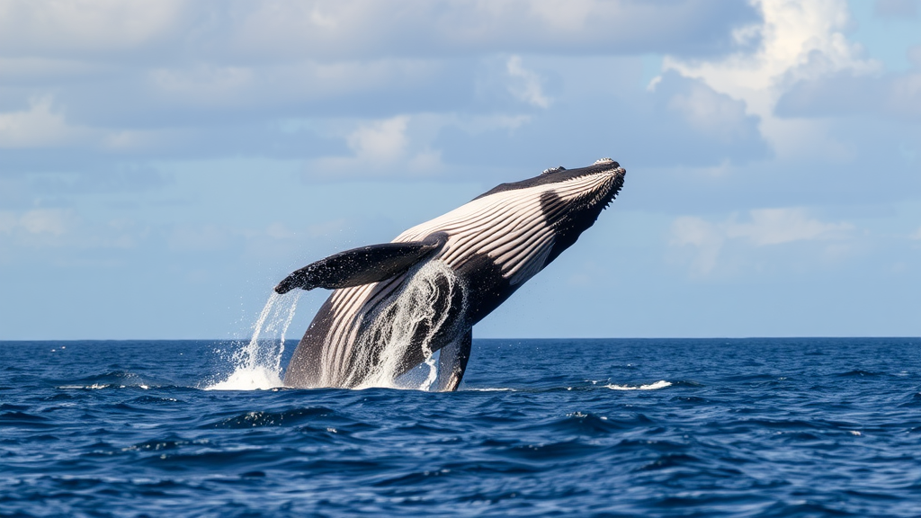 Two humpback whales breaching in front of a boat in Samana Bay