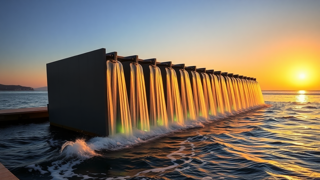 Zadar's Sea Organ with sunset and flowing water