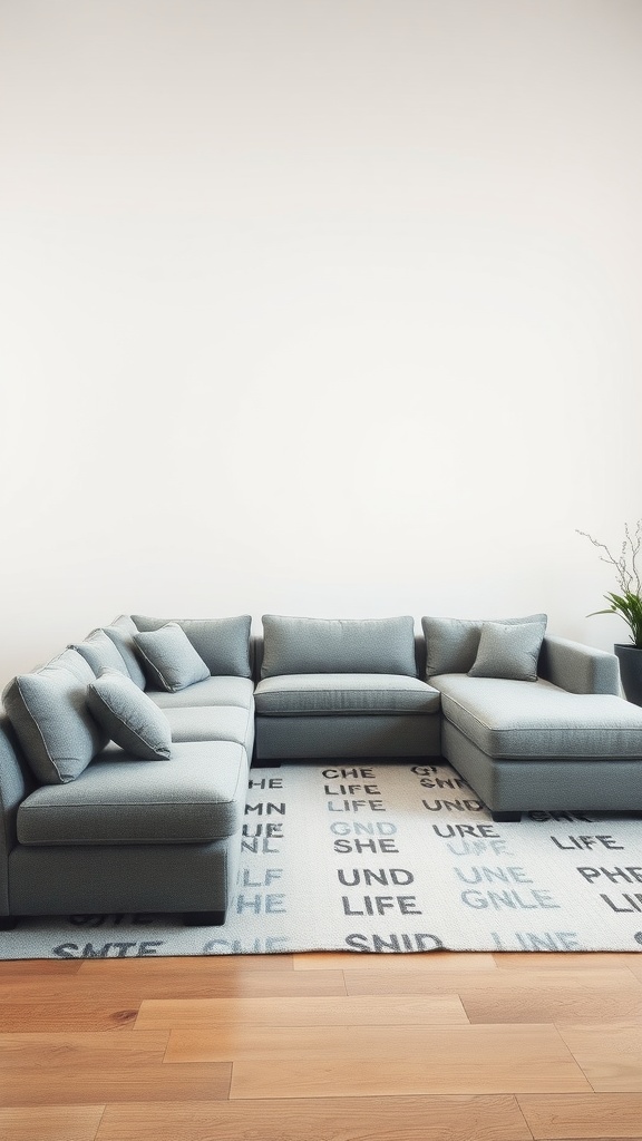 A sleek modular sofa arranged in a spacious living room setting.