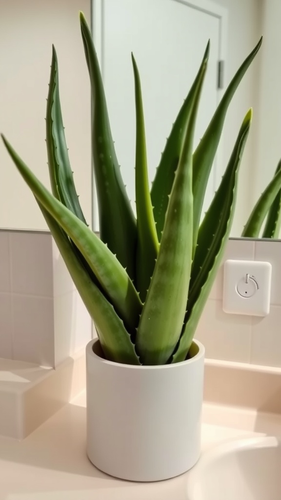 Aloe vera plant in a white pot