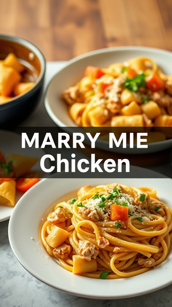 A bowl of Marry Me Chicken Pasta with garnishes