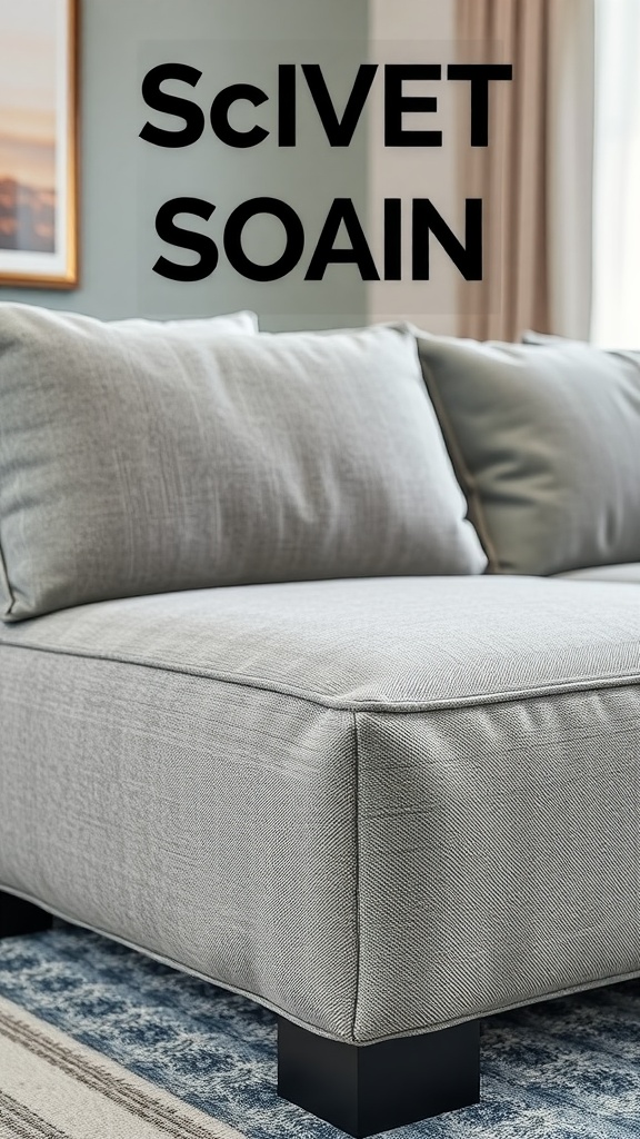 Close-up of a sleek modular sofa showing durable fabric and cushion design.