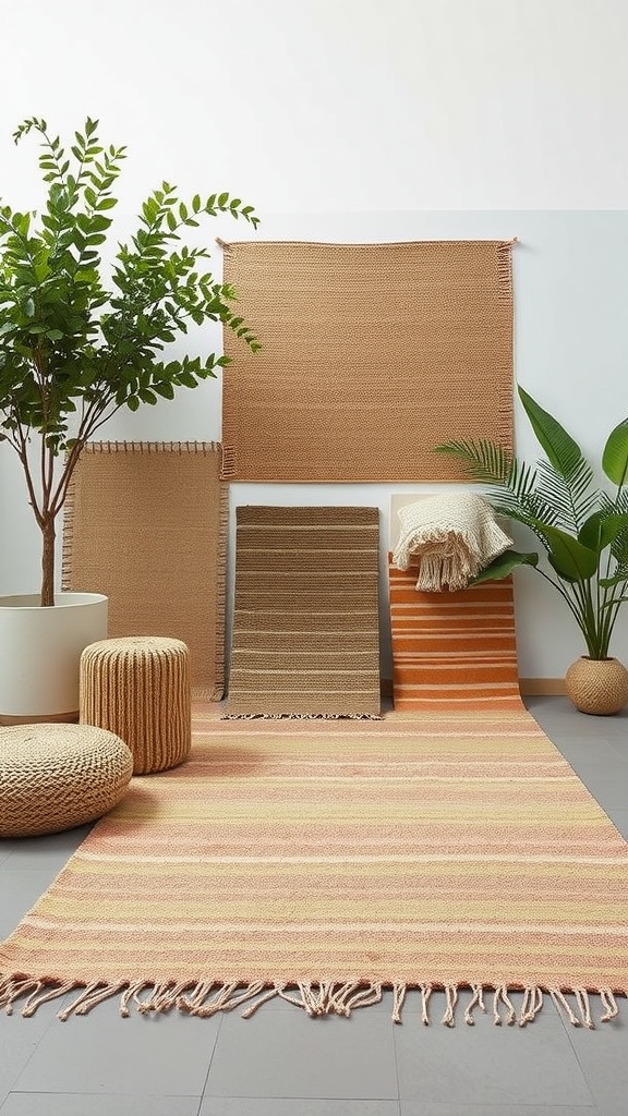 Soft layered eco-friendly rugs in a cozy space.