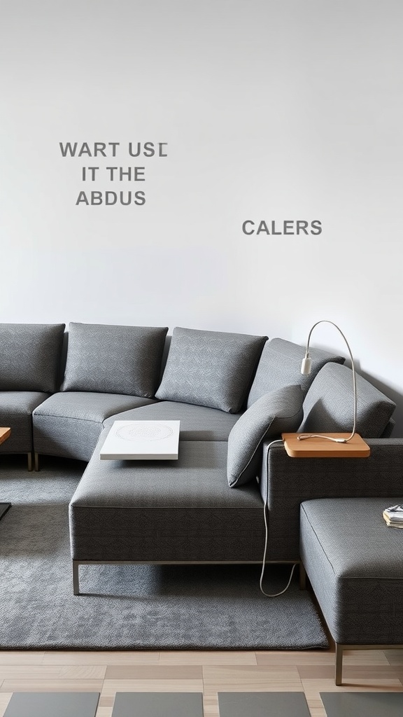 A sleek modular sofa in a minimalist setting.