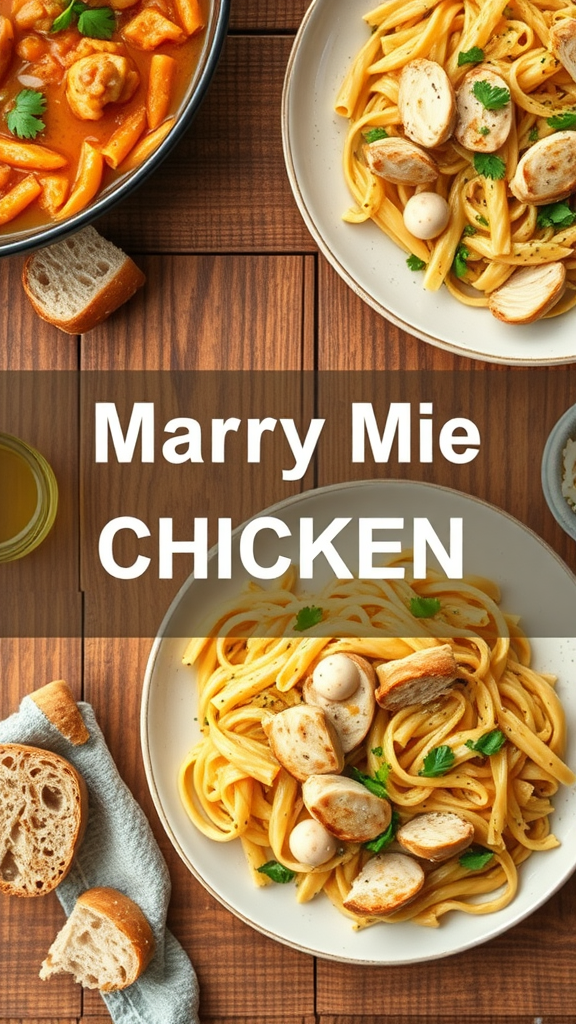 Artisan bread served with Marry Me Chicken Pasta