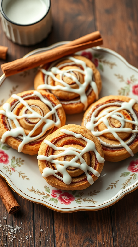 Cinnamon roll cookies drizzled with icing