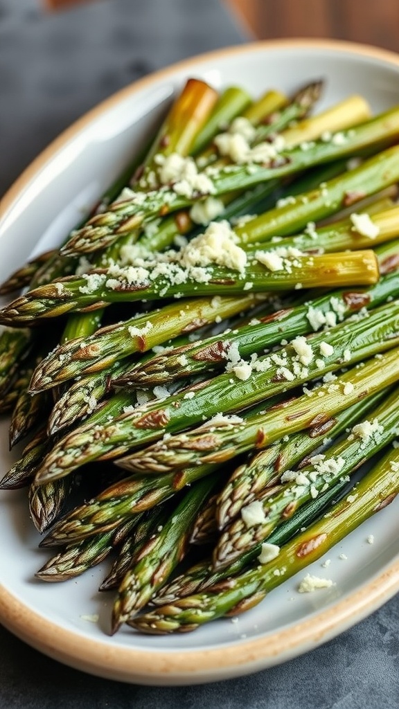 Grilled asparagus topped with Parmesan cheese