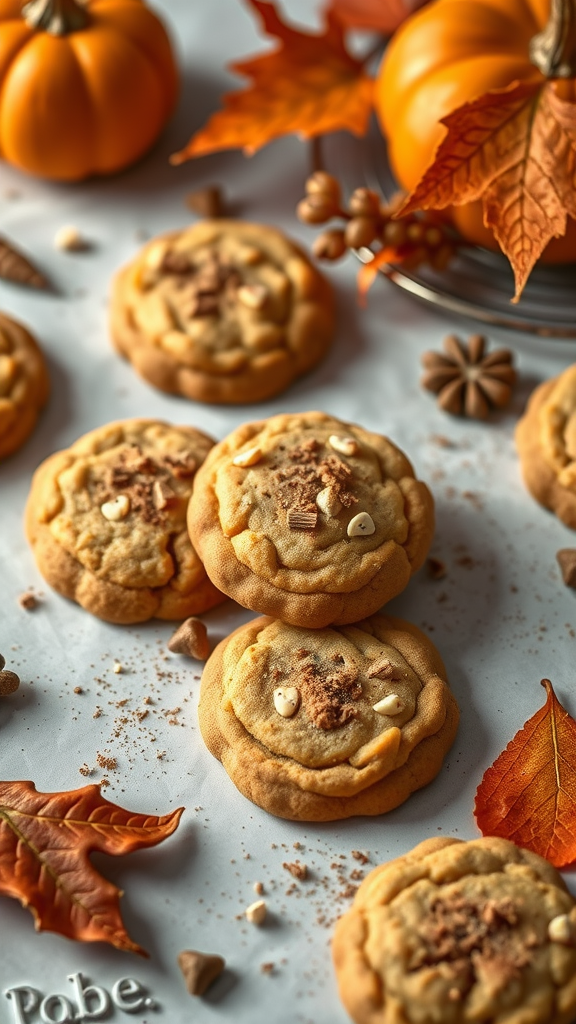 Delicious pumpkin spice cookies with seasonal decorations