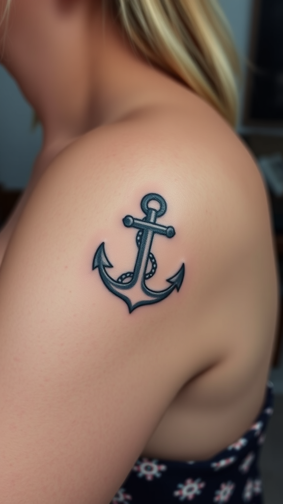 Anchor tattoo on a shoulder