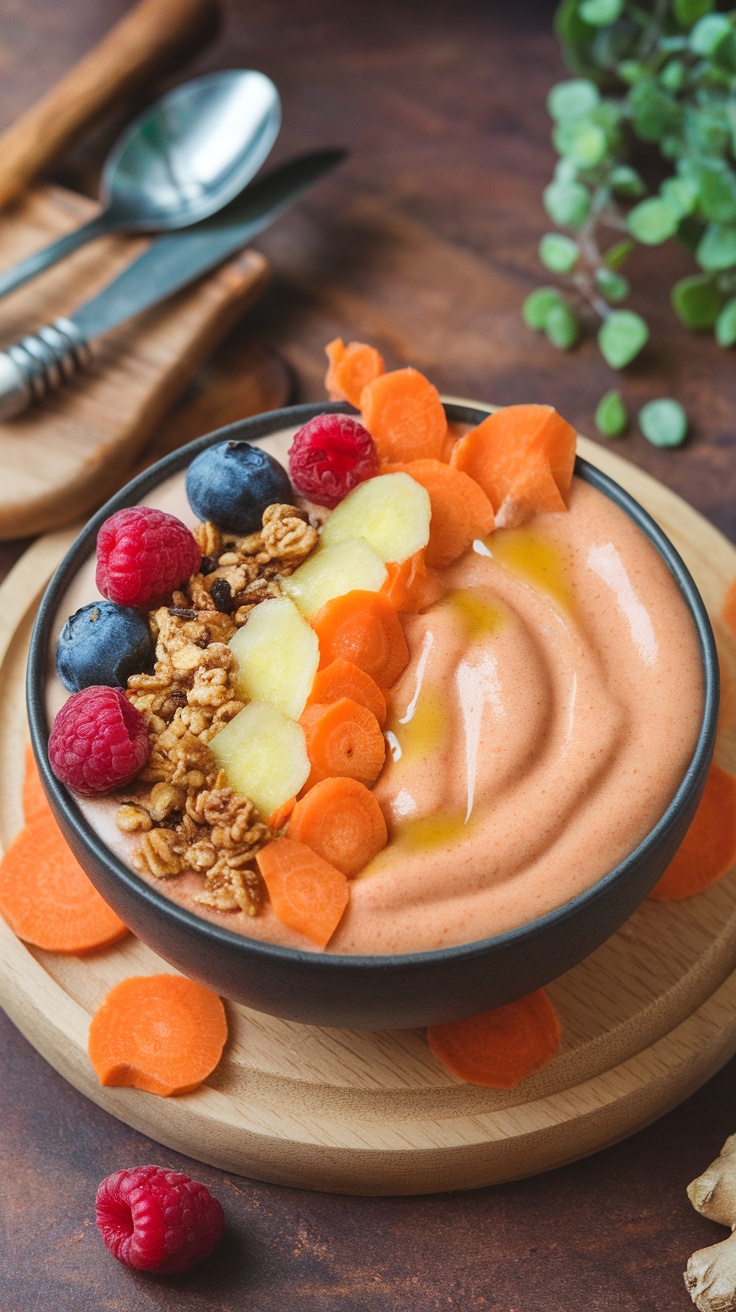 Carrot Ginger Cream Bowl with fruits and granola