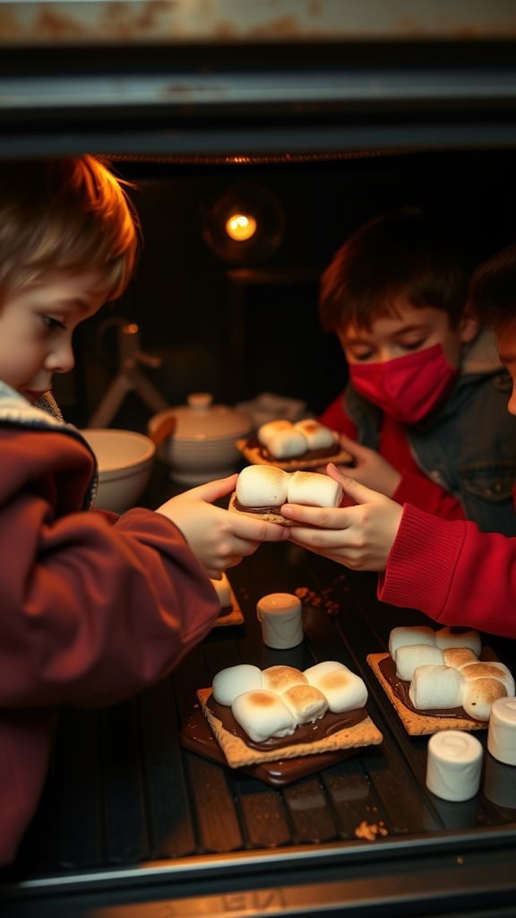 Delicious homemade s'mores being prepared in the oven