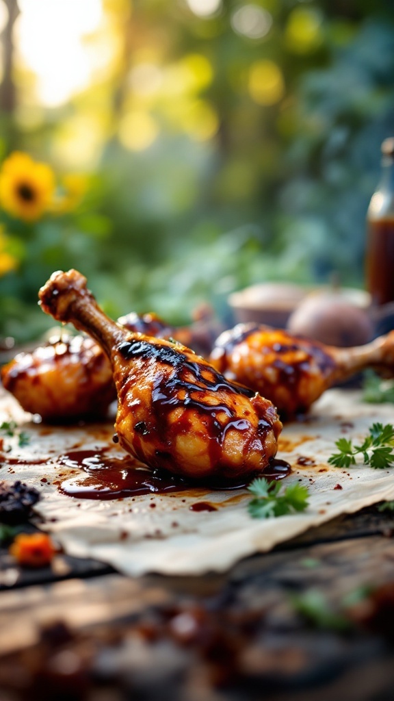 Delicious barbecue glazed chicken drumsticks