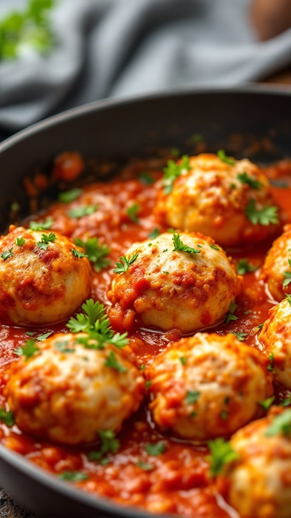 Delicious Chicken Parmesan Meatballs in Marinara sauce