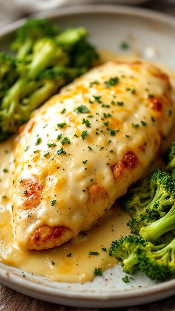 Creamy Garlic Parmesan Chicken with broccoli