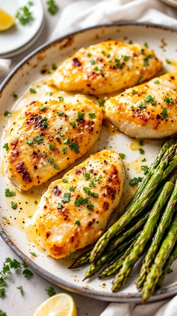 Garlic Parmesan Chicken with Asparagus dish