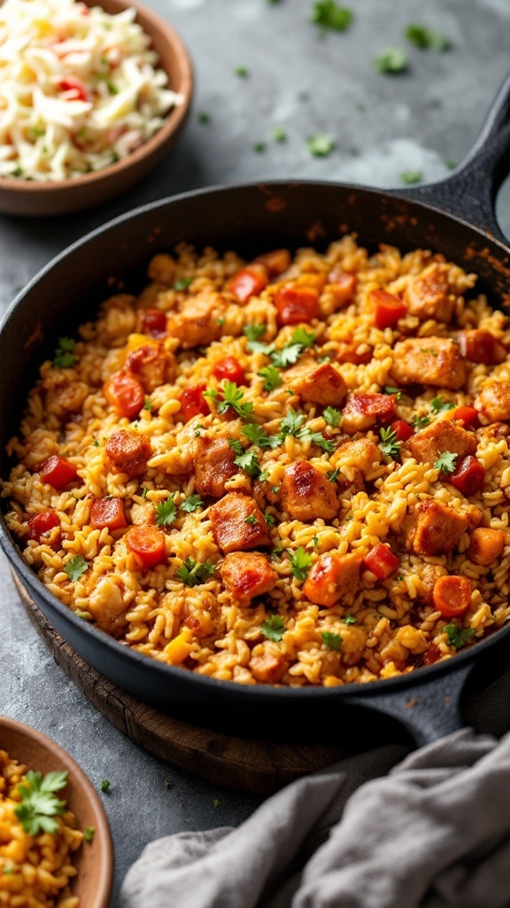 A delicious one-pot BBQ chicken and rice dish