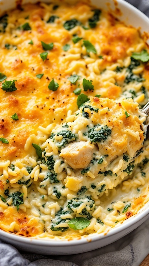 Spinach and Artichoke Chicken Rice Casserole