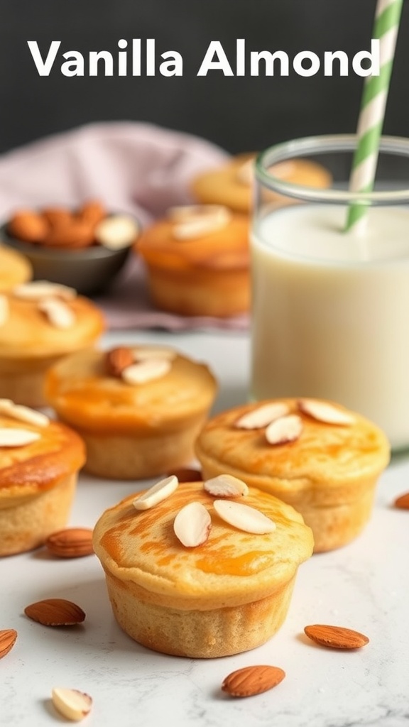 Mini muffins topped with almond slices