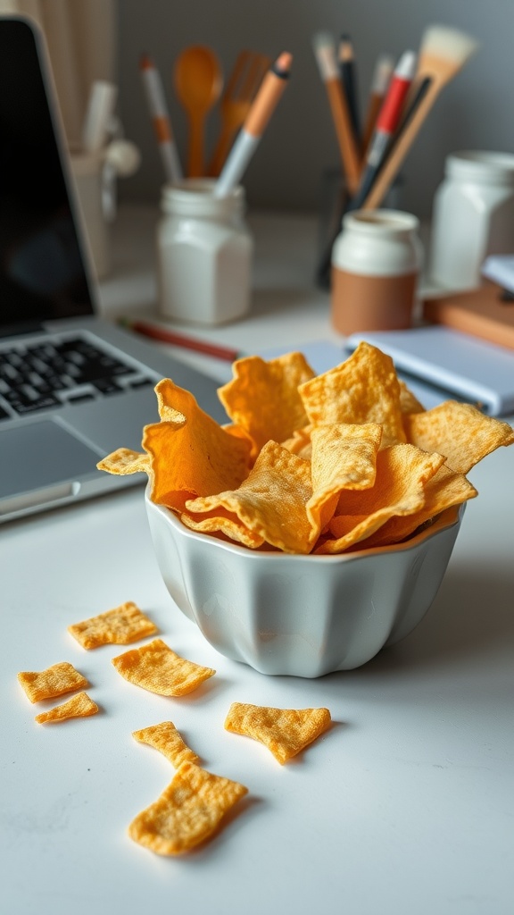 Display of various cheese crisps bags on a store shelf.