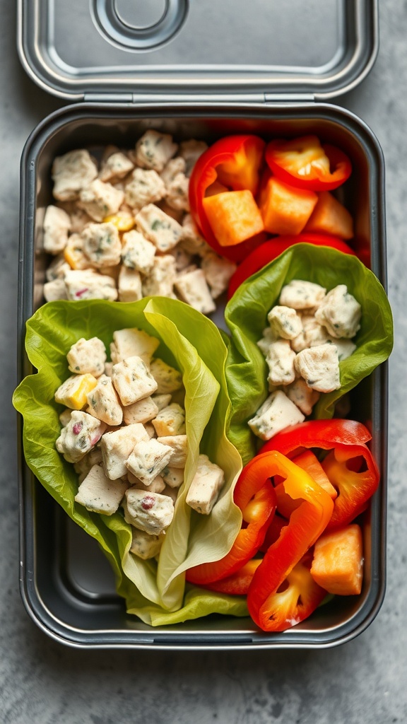 Chicken salad served in lettuce wraps on a beach setting