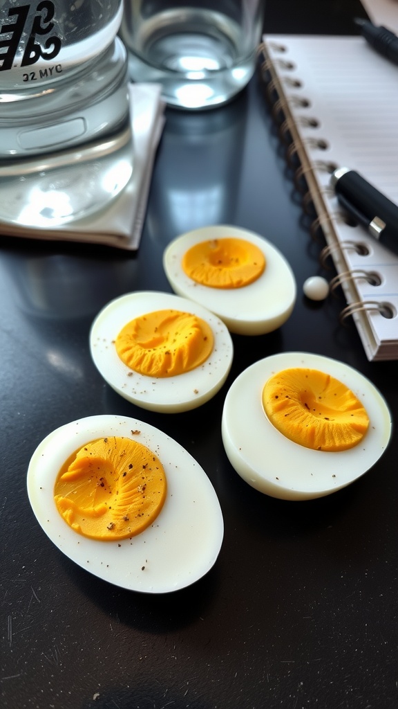 A plate of hard-boiled eggs seasoned with spices