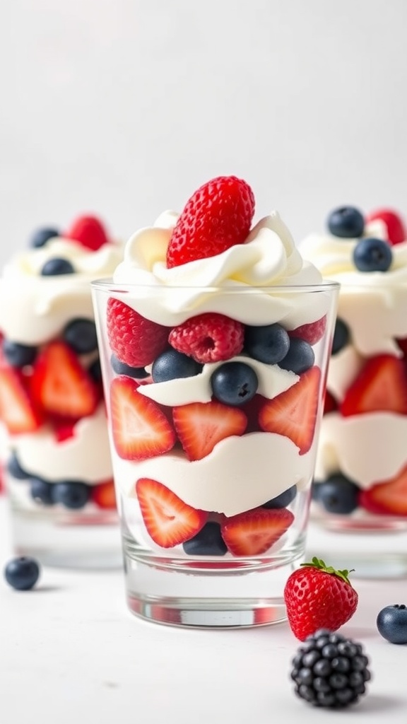 Delicious keto-friendly berry parfaits in clear glasses