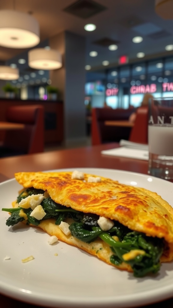 Spinach and feta omelette served on a plate