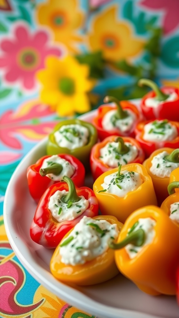 A plate of stuffed mini peppers with creamy filling