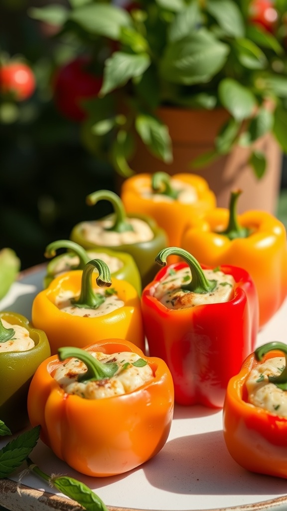 Colorful stuffed mini peppers on a plate