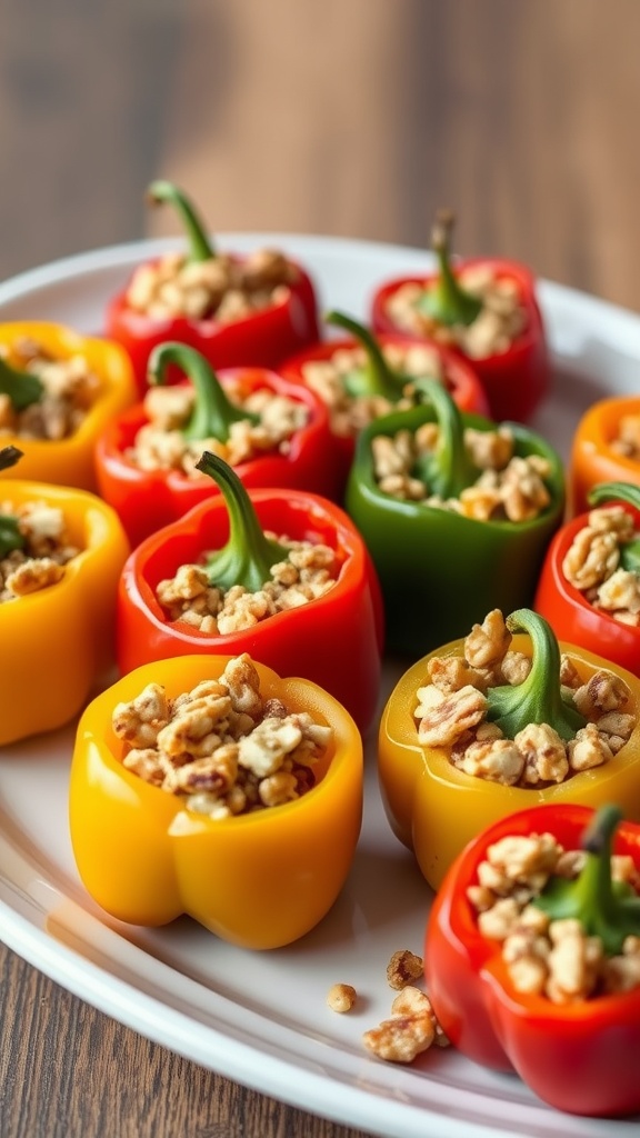 Plate of walnut and cheese stuffed mini bell peppers