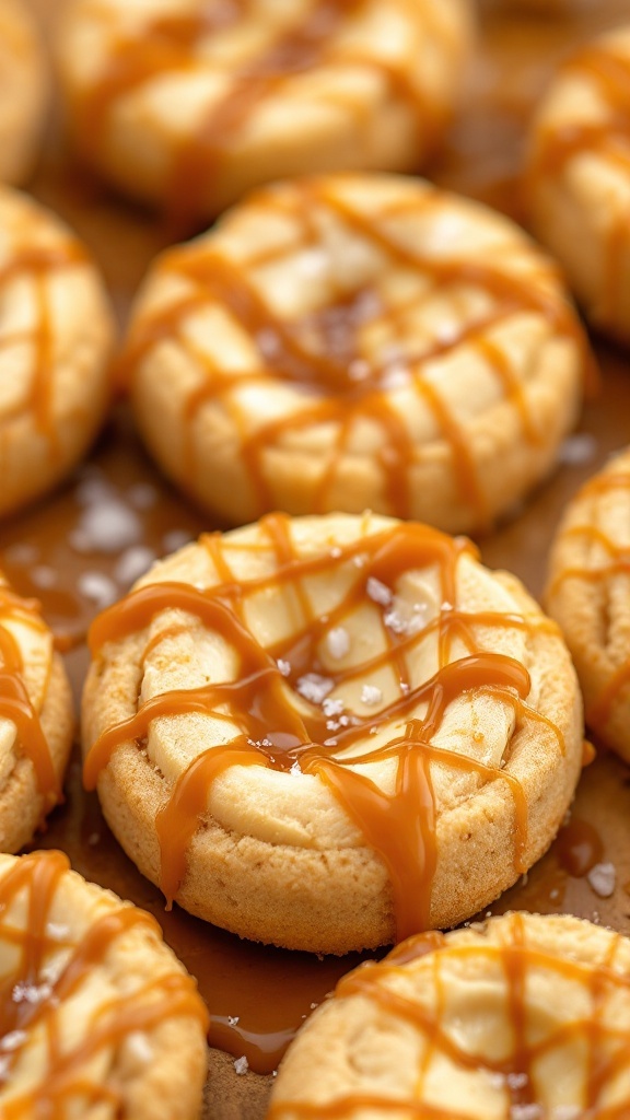 Chewy and gooey caramel cheesecake cookies drizzled with caramel