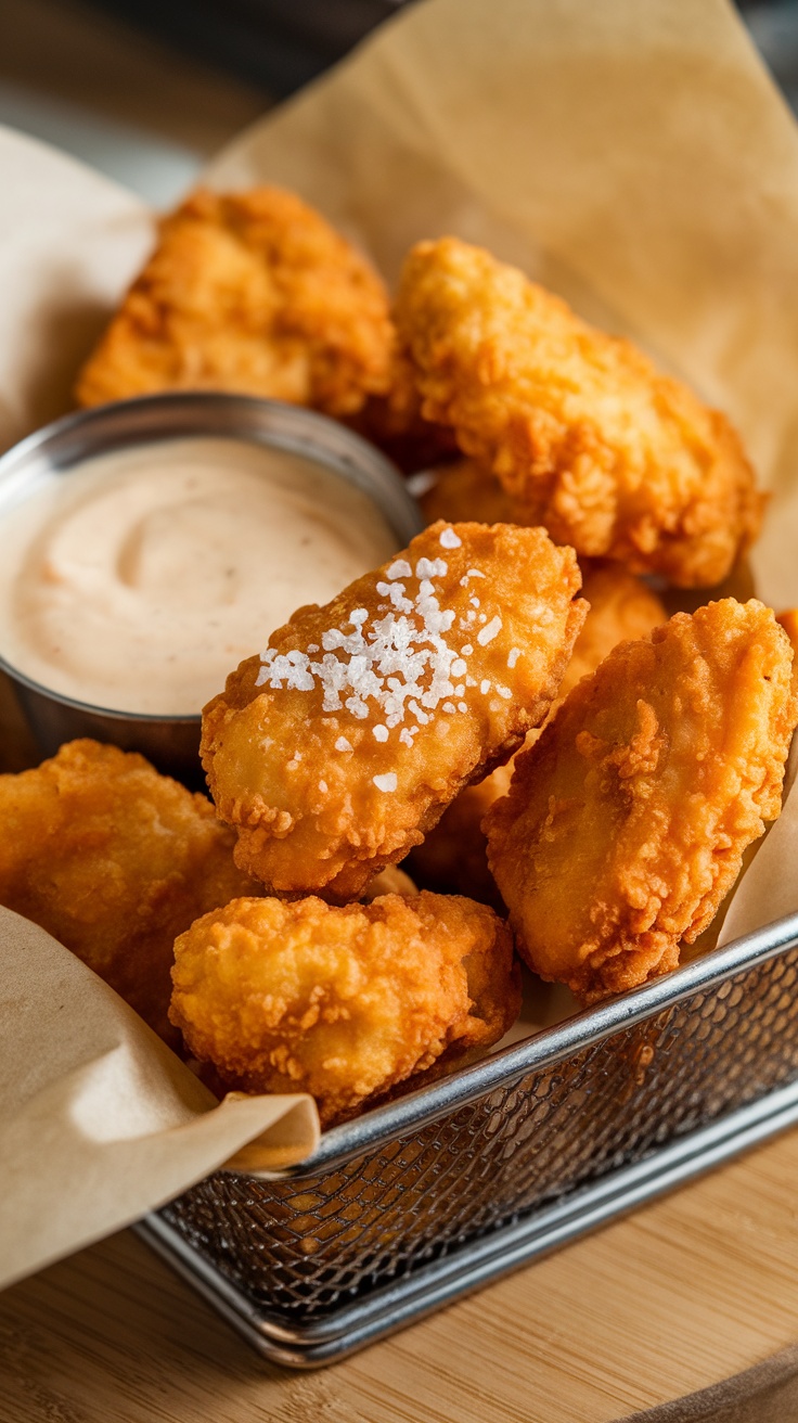 Crispy air fryer chicken nuggets served with sauce