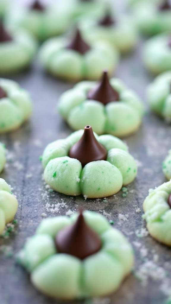 Mint Blossom Cookies decorated for St. Patrick's Day.