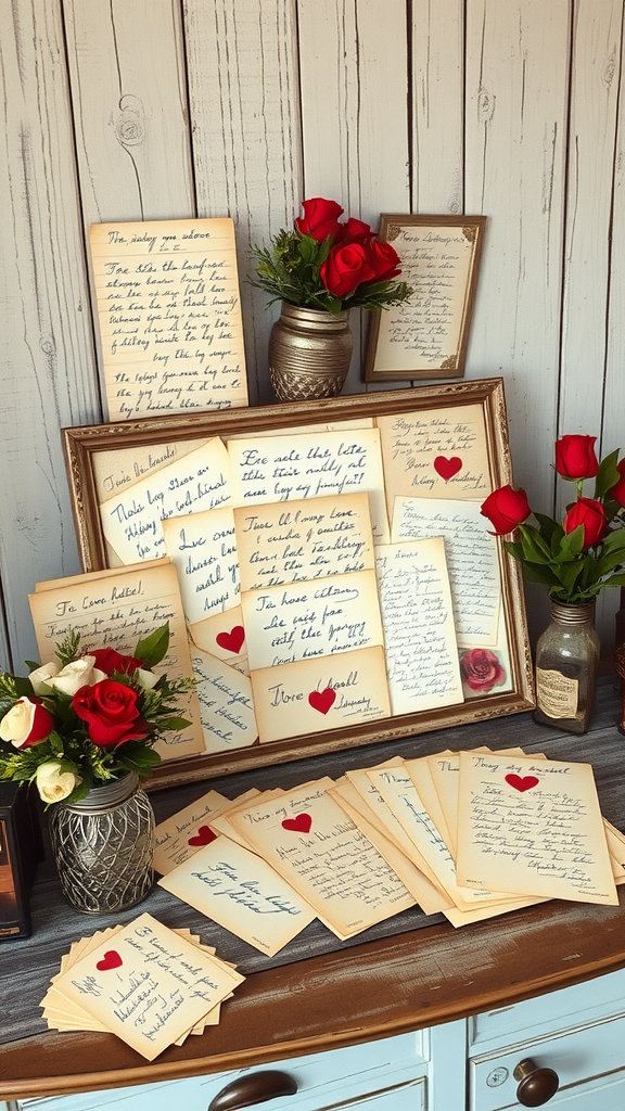 A cozy arrangement of vintage love letters and decorative elements.