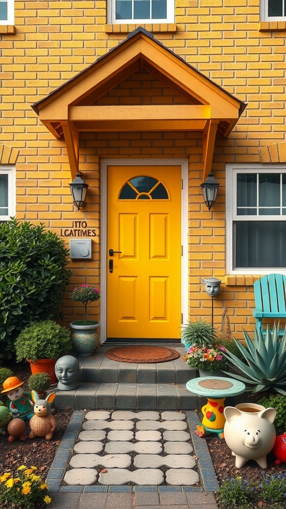 retro yellow brick house