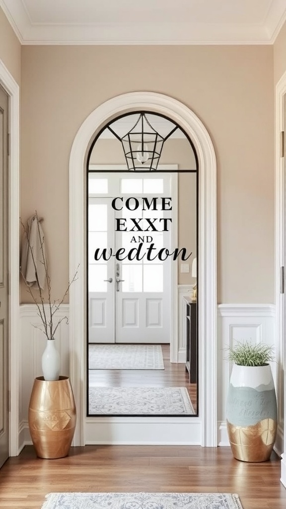 Foyer mirror with an inviting message