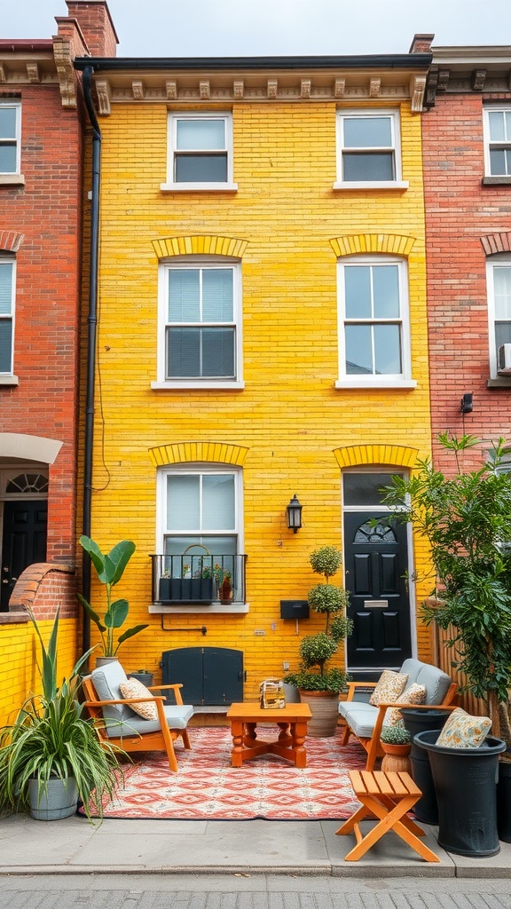 A chic yellow brick townhouse