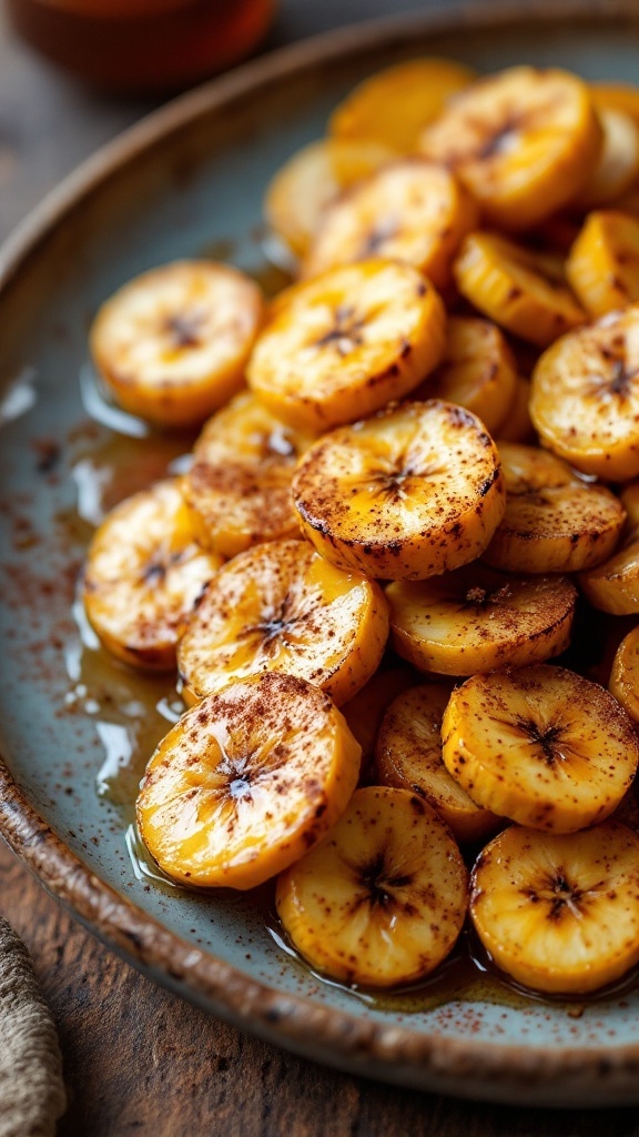 Bananes rôties au miel sur une assiette