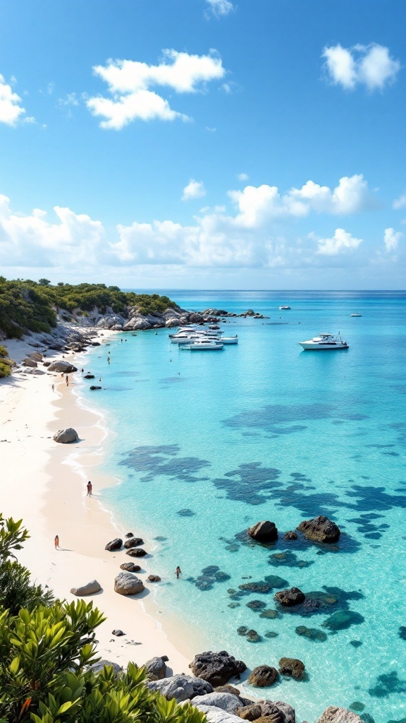 Cockleshell Bay with white sand beach and turquoise waters